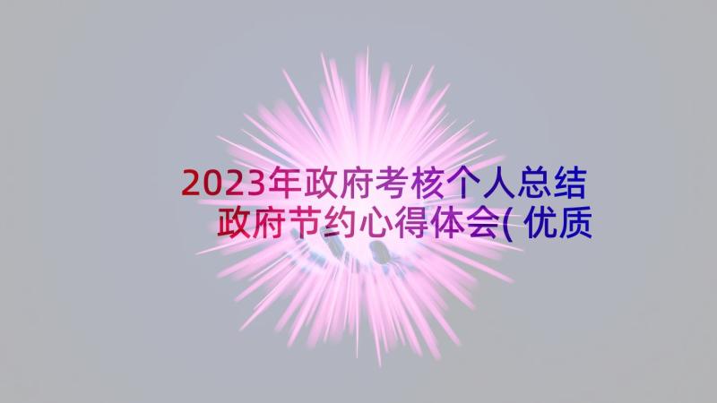 2023年政府考核个人总结 政府节约心得体会(优质7篇)