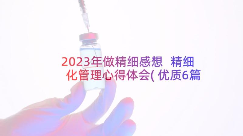 2023年做精细感想 精细化管理心得体会(优质6篇)