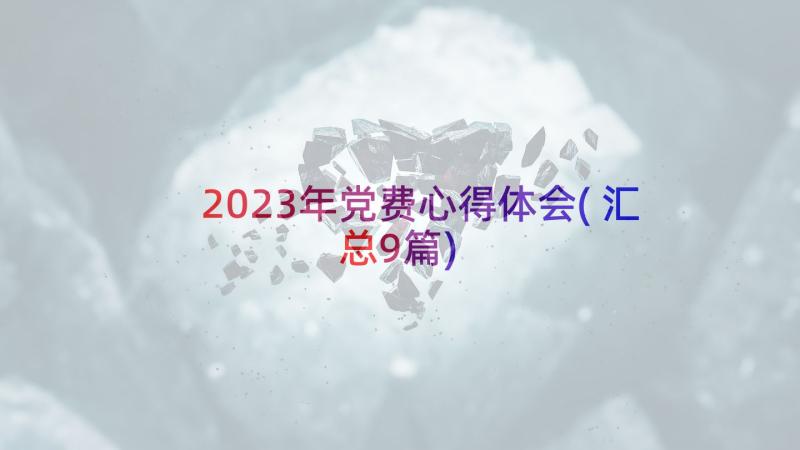 2023年党费心得体会(汇总9篇)