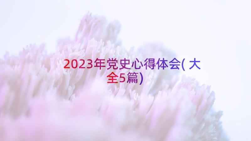 2023年党史心得体会(大全5篇)