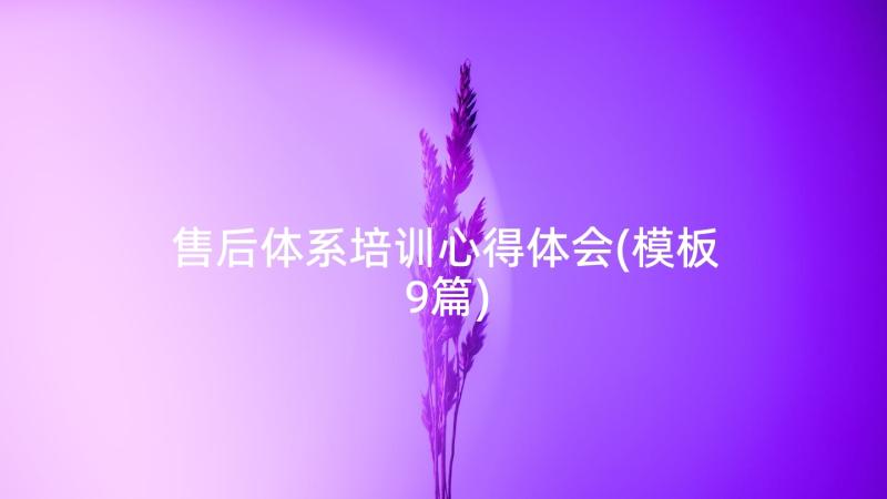 售后体系培训心得体会(模板9篇)