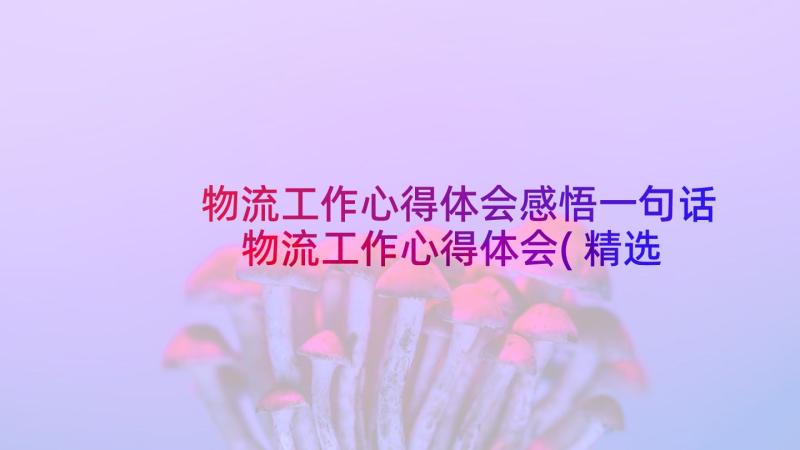 物流工作心得体会感悟一句话 物流工作心得体会(精选7篇)