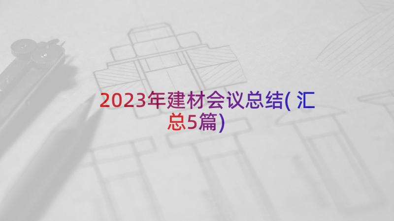 2023年建材会议总结(汇总5篇)