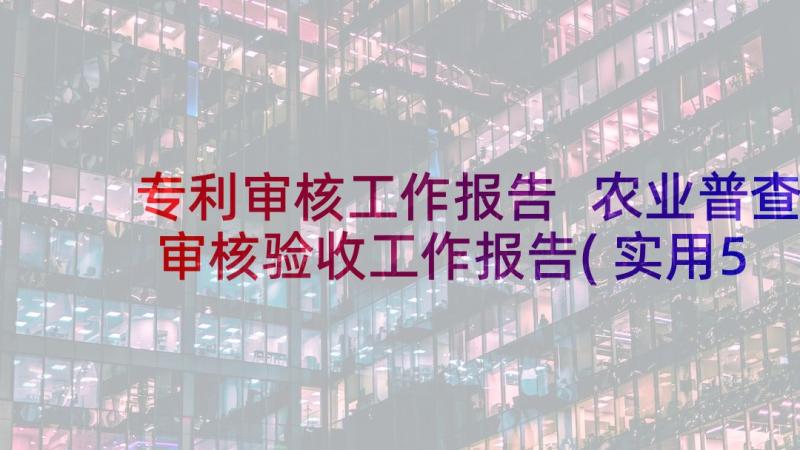 专利审核工作报告 农业普查审核验收工作报告(实用5篇)