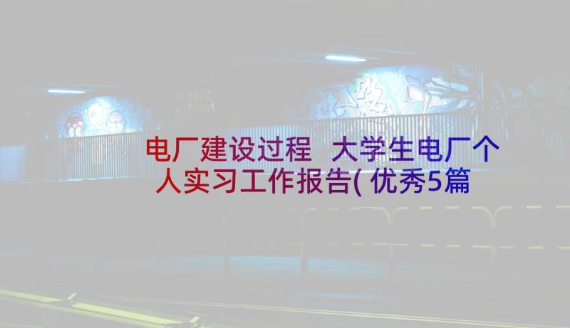 电厂建设过程 大学生电厂个人实习工作报告(优秀5篇)