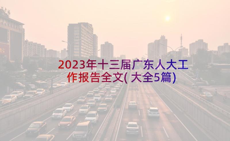 2023年十三届广东人大工作报告全文(大全5篇)