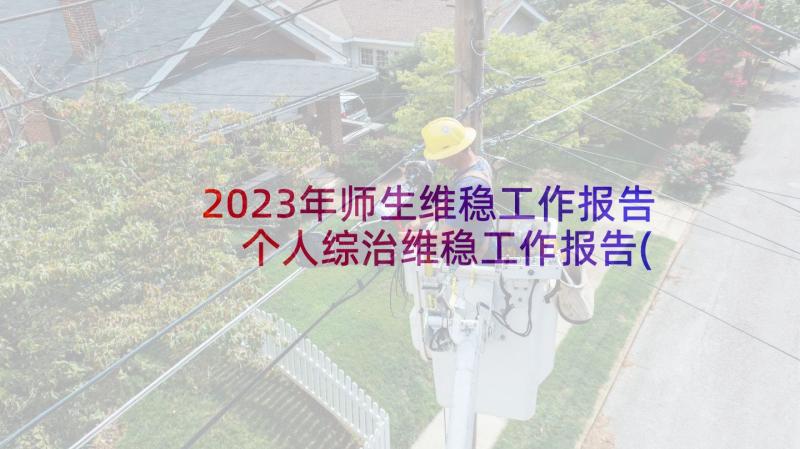 2023年师生维稳工作报告 个人综治维稳工作报告(实用5篇)