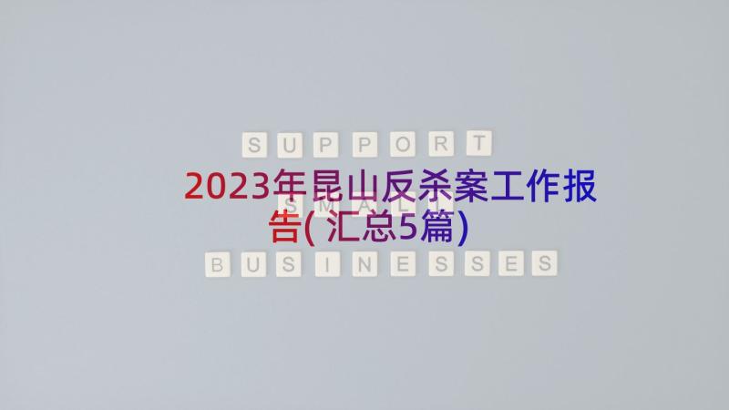 2023年昆山反杀案工作报告(汇总5篇)