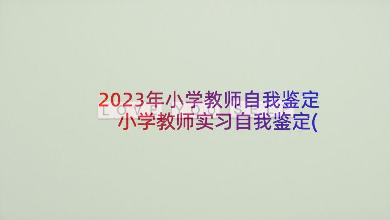 2023年小学教师自我鉴定 小学教师实习自我鉴定(通用7篇)