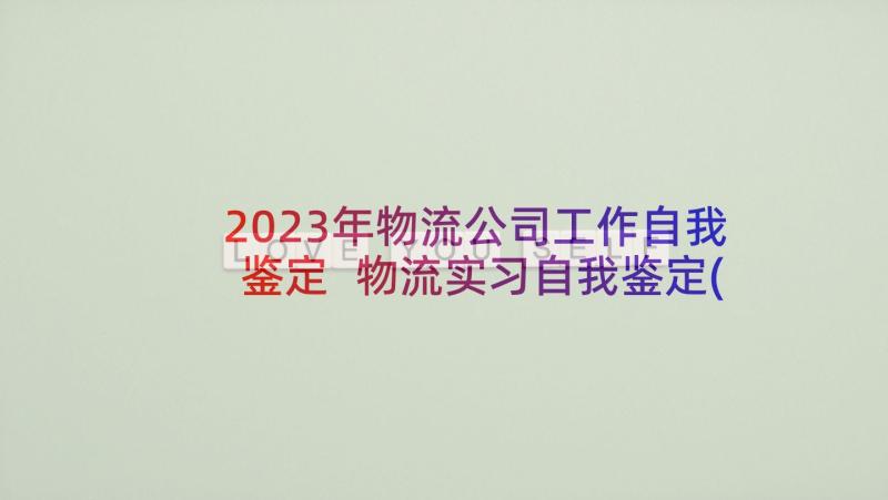 2023年物流公司工作自我鉴定 物流实习自我鉴定(汇总9篇)