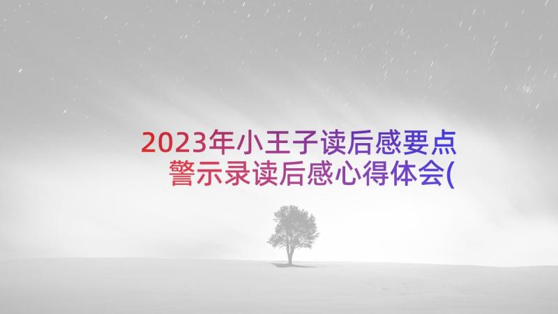 2023年小王子读后感要点 警示录读后感心得体会(精选9篇)