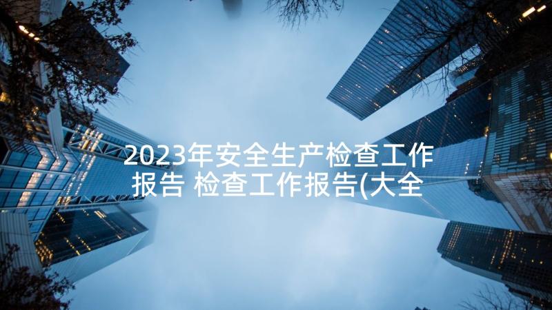 2023年安全生产检查工作报告 检查工作报告(大全9篇)