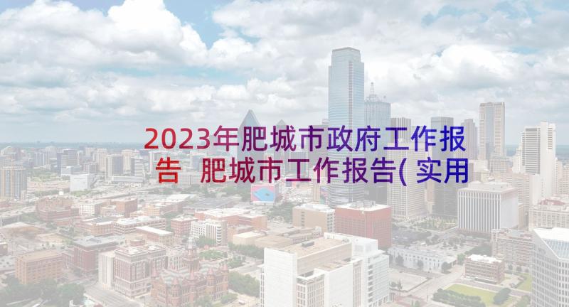 2023年肥城市政府工作报告 肥城市工作报告(实用5篇)