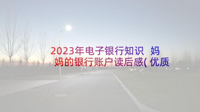 2023年电子银行知识 妈妈的银行账户读后感(优质8篇)