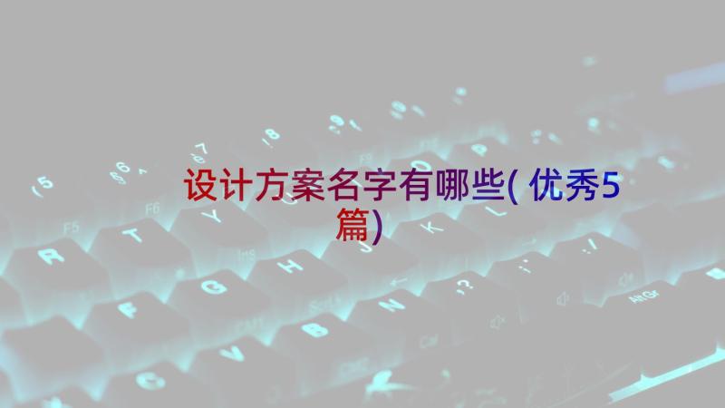 设计方案名字有哪些(优秀5篇)