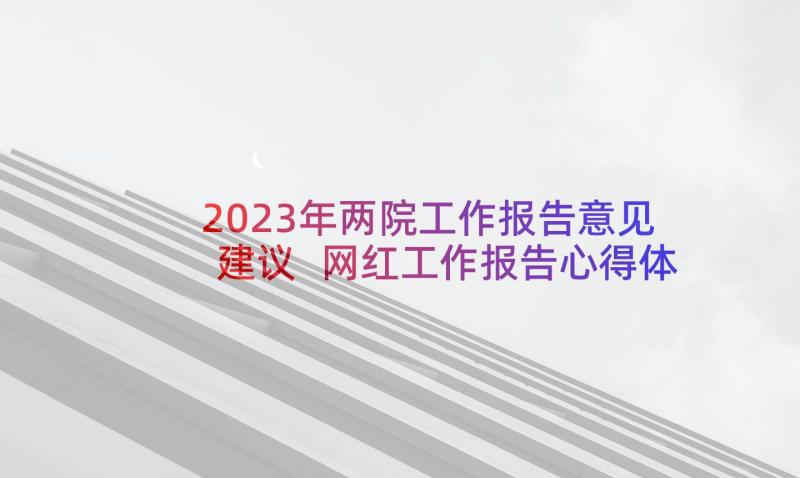 2023年两院工作报告意见建议 网红工作报告心得体会(大全8篇)