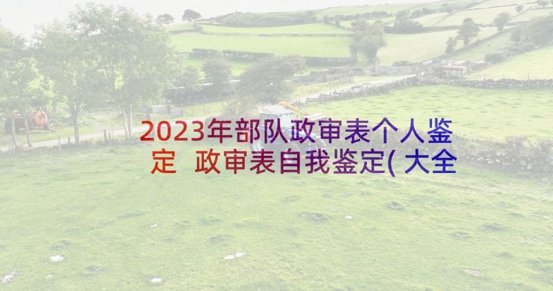 2023年部队政审表个人鉴定 政审表自我鉴定(大全8篇)