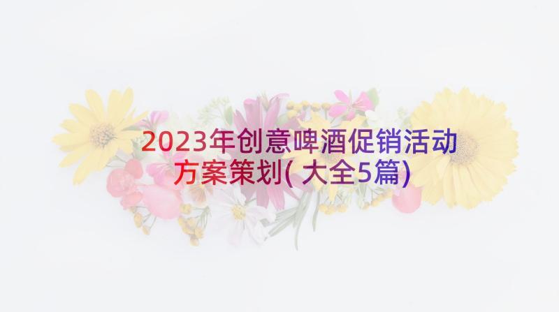 2023年创意啤酒促销活动方案策划(大全5篇)