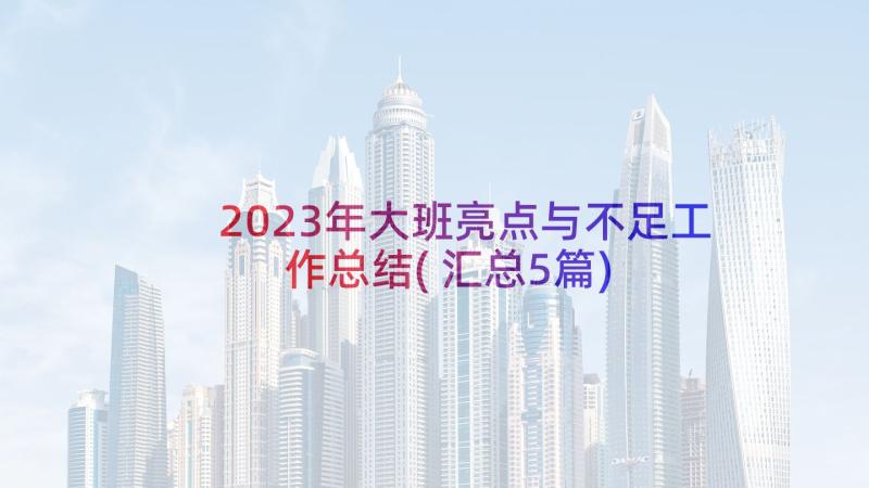 2023年大班亮点与不足工作总结(汇总5篇)