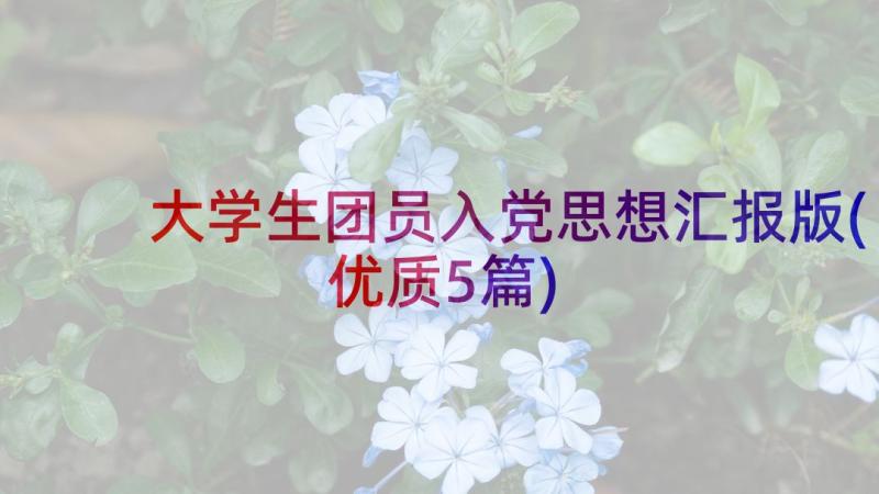 大学生团员入党思想汇报版(优质5篇)