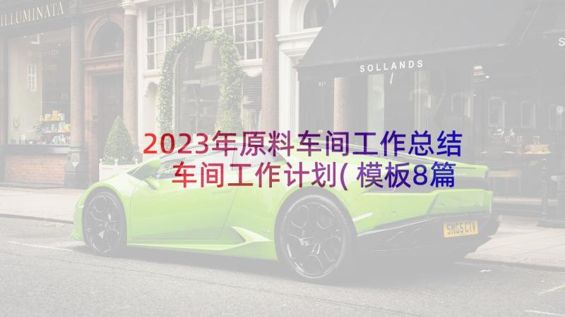 2023年原料车间工作总结 车间工作计划(模板8篇)