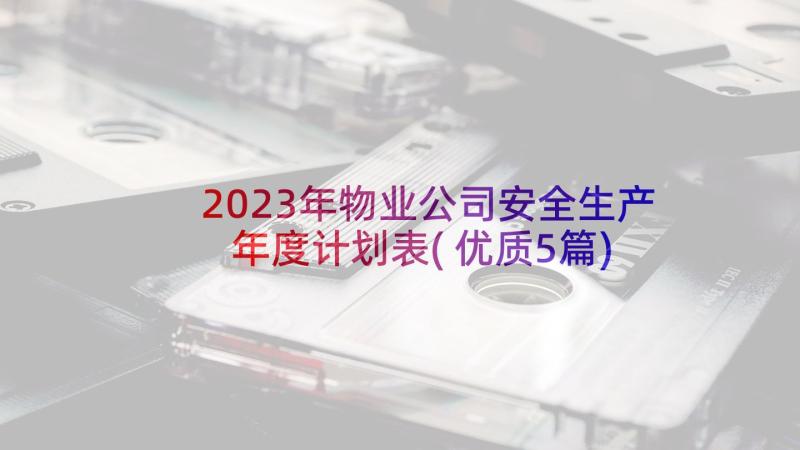 2023年物业公司安全生产年度计划表(优质5篇)