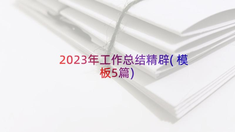 2023年工作总结精辟(模板5篇)