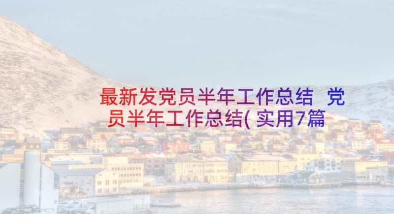 最新发党员半年工作总结 党员半年工作总结(实用7篇)