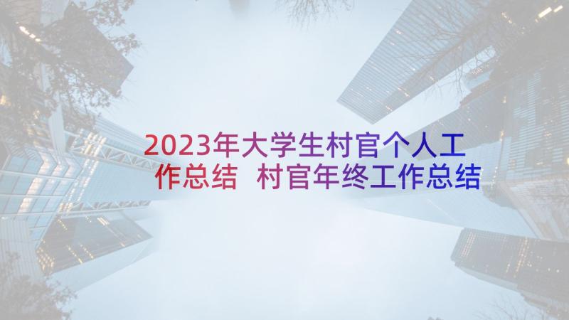 2023年大学生村官个人工作总结 村官年终工作总结(优秀7篇)