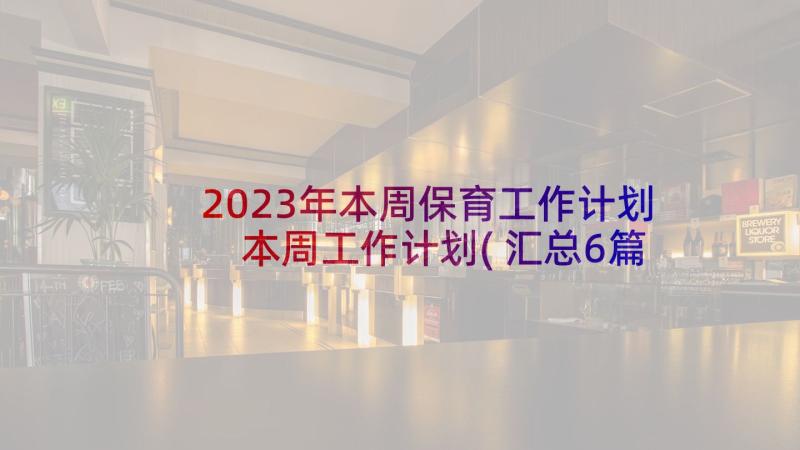 2023年本周保育工作计划 本周工作计划(汇总6篇)