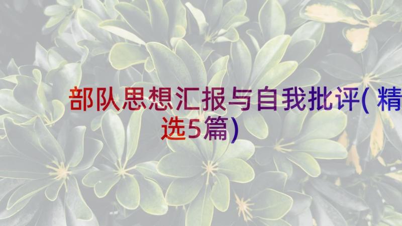 部队思想汇报与自我批评(精选5篇)