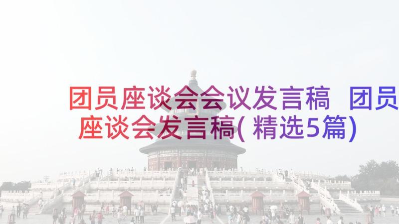 团员座谈会会议发言稿 团员座谈会发言稿(精选5篇)