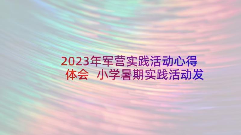 2023年军营实践活动心得体会 小学暑期实践活动发言稿(优质5篇)