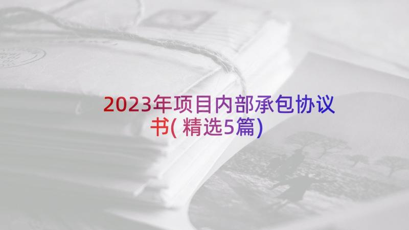 2023年项目内部承包协议书(精选5篇)