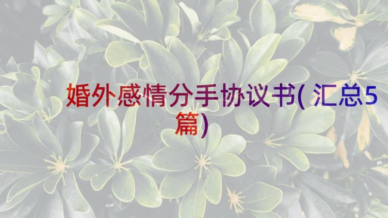 婚外感情分手协议书(汇总5篇)