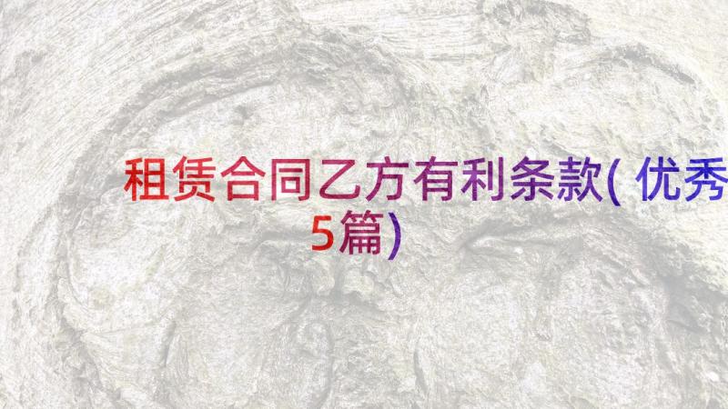 租赁合同乙方有利条款(优秀5篇)