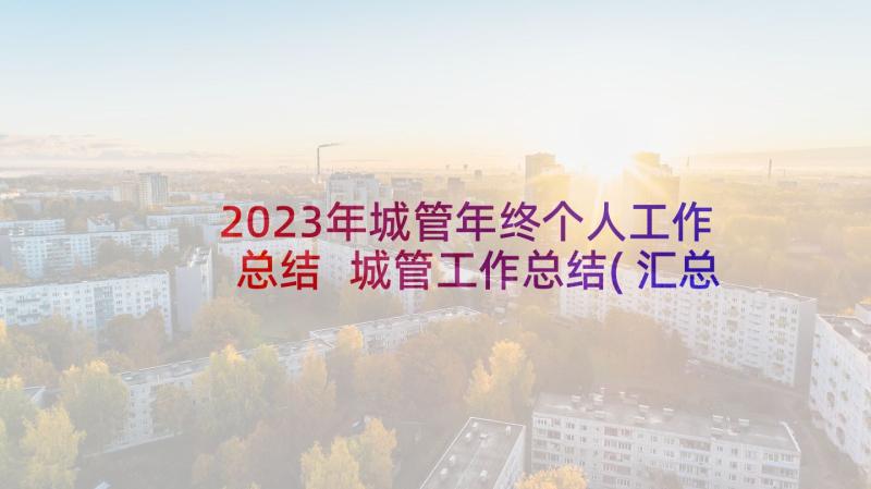 2023年城管年终个人工作总结 城管工作总结(汇总7篇)