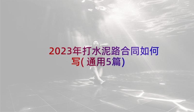 2023年打水泥路合同如何写(通用5篇)