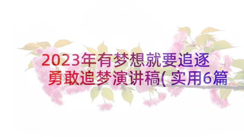 2023年有梦想就要追逐 勇敢追梦演讲稿(实用6篇)