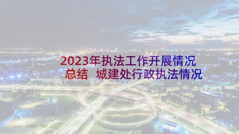 2023年执法工作开展情况总结 城建处行政执法情况的工作总结(精选5篇)