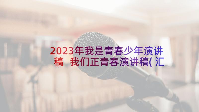 2023年我是青春少年演讲稿 我们正青春演讲稿(汇总10篇)