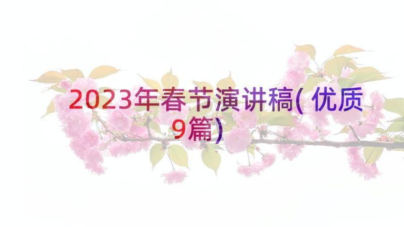 2023年春节演讲稿(优质9篇)