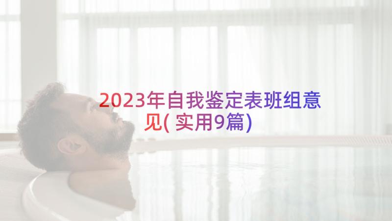 2023年自我鉴定表班组意见(实用9篇)