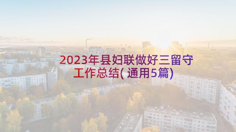 2023年县妇联做好三留守工作总结(通用5篇)