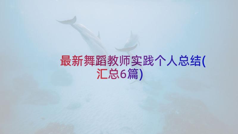 最新舞蹈教师实践个人总结(汇总6篇)