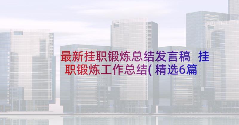 最新挂职锻炼总结发言稿 挂职锻炼工作总结(精选6篇)