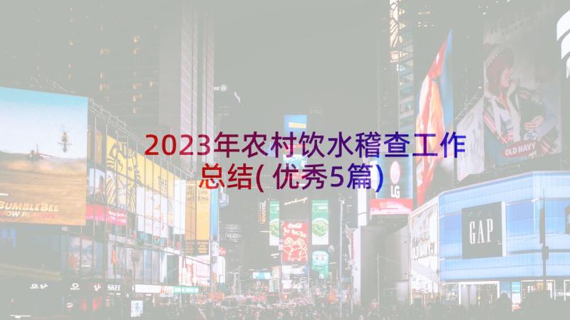 2023年农村饮水稽查工作总结(优秀5篇)