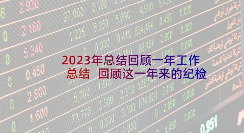 2023年总结回顾一年工作总结 回顾这一年来的纪检工作总结(精选5篇)