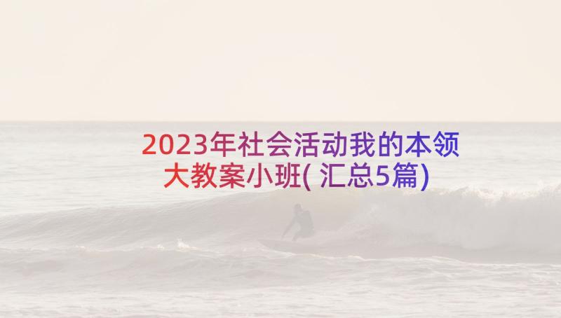 2023年社会活动我的本领大教案小班(汇总5篇)