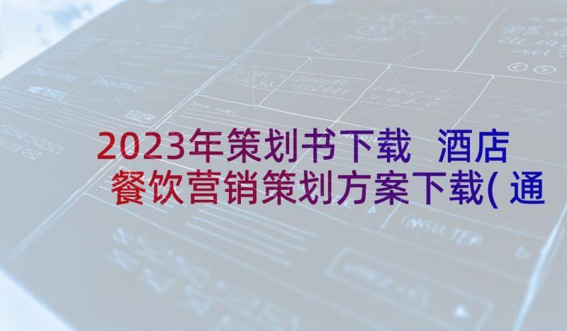 2023年策划书下载 酒店餐饮营销策划方案下载(通用5篇)